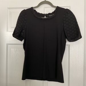 Black eyelet sleeved top